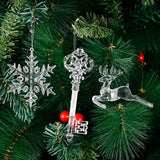 Garvee Christmas Tree Pendant Creative Transparent Snowflake Key Deer Shaped Pendant Hanging Snowflake Decorations for Winter Wonderland Christmas Tree Transparent Snowflake Pendant (a Pack of 6)