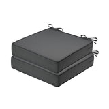 Garvee Set of 2 22x22x4 Inch Patio Furniture Pillow, Waterproof Outdoor Seat Cushions for Patio Furniture, Garden Sofa Couch Chair Cushions With Ties, Dark Grey - Dark Grey