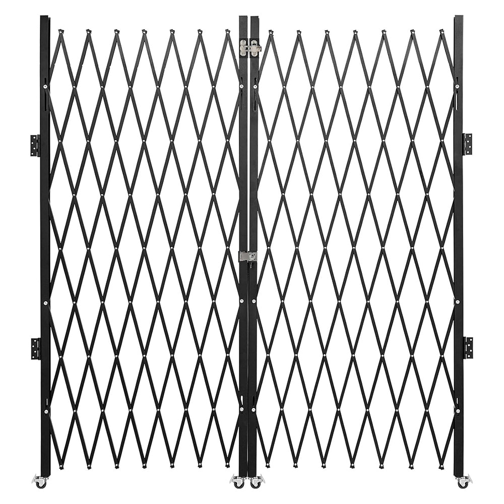 Garvee Double Folding Security Gate Heavy-Duty Steel Lockable Scissor Gate for Outdoor Use 63"H x 122"W Black