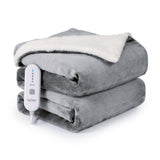 Garvee Electric Blanket Full Size 72" x 84", Thick Flannel & Sherpa Heated Blanket Full with 5 Heating Levels & 4 Hours Auto Off, ETL Certified Fast Heating Blanket with Overheating Protection, Grey - Light Gray