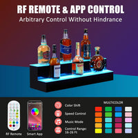 Garvee LED Bar Shelf,Wall Mounted Acrylic Liquor Bottle Rack with Remote & App Control,Multicolor Lighting, 4 Modes,for Restaurants, Nightclubs, Home Bars,2 Tier,16inch