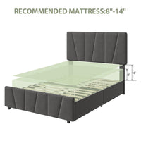 Garvee Twin Size Bed Frame with Adjustable Headboard and 2 Storage Drawers, Upholstered Platform Bed Frame with Wooden Slats Support, No Box Spring Needed, Dark Grey (Twin)