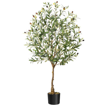 Garvee 6FT Artificial Olive Tree, Tall Fake Olive Trees with Realistic Trunk, Leaves, Fruits, Fake Olive Trees Potted Topiary Tree with Dried Moss for Home Office Living Room Bedroom Stairs Foyer Decor