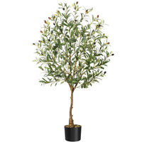 Garvee 6FT Artificial Olive Tree, Tall Fake Olive Trees with Realistic Trunk, Leaves, Fruits, Fake Olive Trees Potted Topiary Tree with Dried Moss for Home Office Living Room Bedroom Stairs Foyer Decor