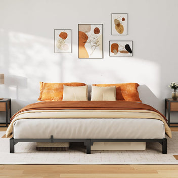 Garvee King Bed Frame Metal 6 Inch, Heavy Duty Platform Bed Frame with Reinforced Slats Support, 800 Lbs Load Capacity, Noise Free, No Box Spring Needed and Screws, Tool-Free Assembly