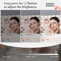 Garvee Vanity Mirror with Lights, Tabletop Lighted Mirror with 15 Dimmable LED Bulbs, Makeup Mirror with 3X Magnification, 3 Colors Modes,Touch Control, USB Charging Port, 23”x18”, White