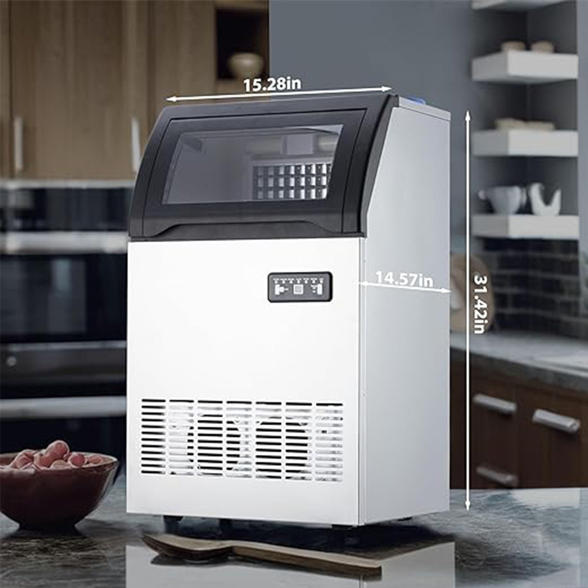GARVEE 120Lbs Standard Under Counter Ice Maker, 250W Stainless Steel, 33Lbs Storage