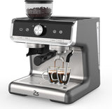 Garvee 1450W 120V 20 Bar Espresso Machine with Steam Wand, Fast Heat,Built-In Bean Grinder,for Home Barista, Gifts for Dad,Mom,Coffee Lover- Gray - Gray