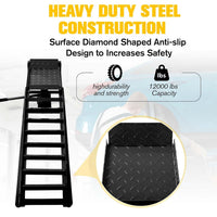 Garvee Car Truck Service Ramps, Heavy Duty Truck Vehicle Lift Ramps, 2 Pack 12000LBS Load Capatity Portable Car Ramps for Oil Changes,Car Lifts for Home Garage,Vehicle Auto Garage Repair (Black)