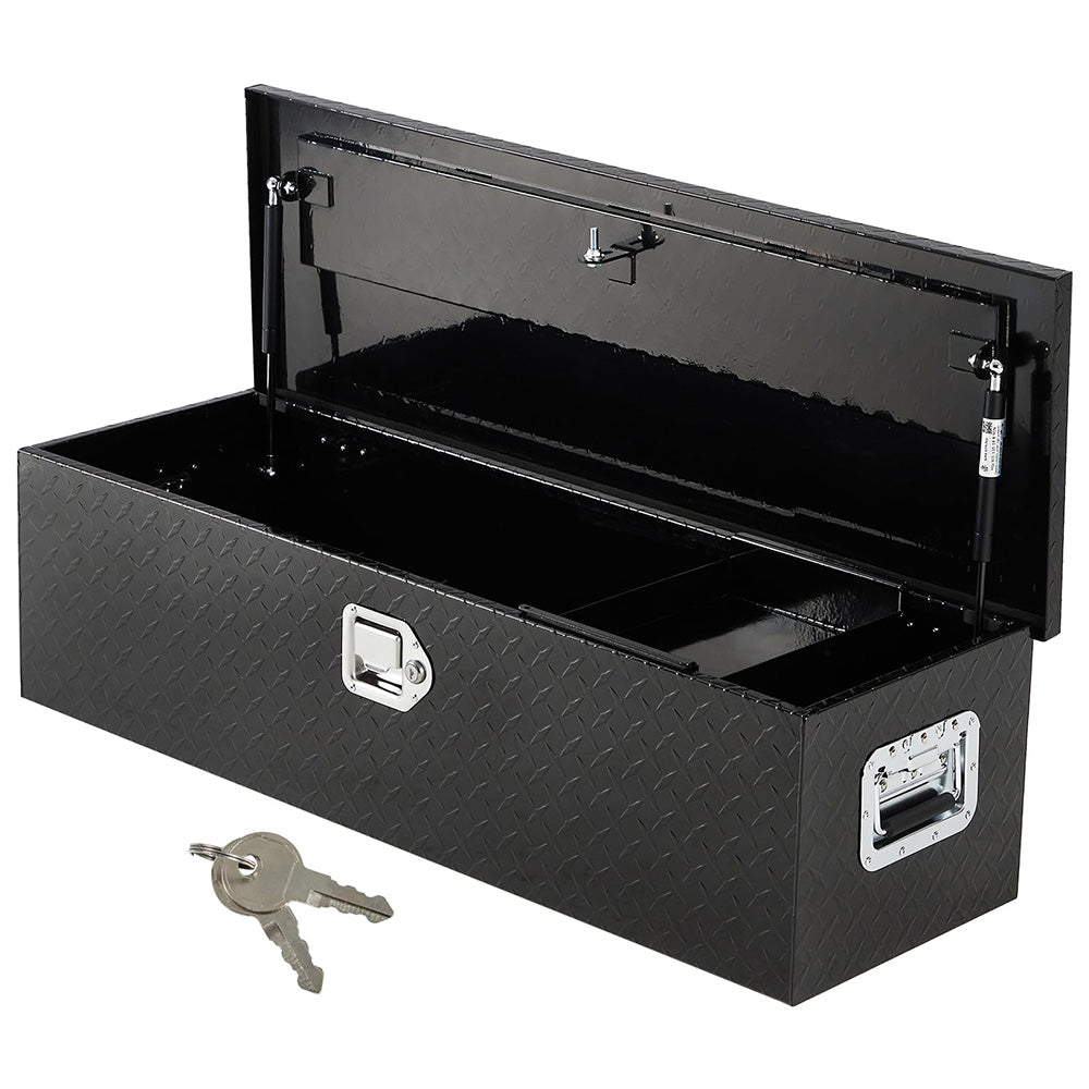 Garvee 48 Inch Aluminum Truck Tool Box, Truck Bed Storage Box with Security Lock and Wider Handles, Heavy Duty Waterproof Tool Box Organizer Chest for Pick Up Truck Rv Trailer - Black