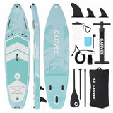 Garvee 10.6' Inflatable Stand Up Paddle Board - 450 lbs Capacity SUP with 3 Fins, Adjustable Paddle, Pump & Backpack, Extra Wide Stable Design for Beginners, Yoga & All Water Adventures