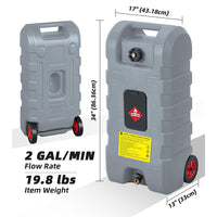 Garvee Upgraded 16 Gallon Gas Tank, Heavy-Duty Fuel Can with Manual Transfer Pump, 10FT Hose, and Casters, Leak-Proof Portable Gas Container for Lawn Mowers, Tractors, Boats, and Snow Blowers, Grey
