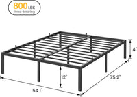 Garvee 14 Inch Full Bed Frame with Storage,Metal Platform Full Bed Frame No Box Spring Needed Steel Slat Support Easy Assembly (Full)