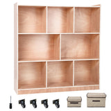 Garvee Solid Wood Kids Storage Cabinet + 8 Compartments + Sturdy Finish + Plywood + Anti-Tip Kit + Casters + Home, School - Polished