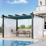 Garvee 10x13ft Retractable Outdoor Pergola with Canopy & Side Mesh Upgraded Gray Aluminum Pavilion for Backyard, Patio & Porch, Blue+White - Blue+White