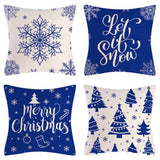 Garvee Christmas Pillow Covers 18x18 Inches Set of 4, Winter Pillowcase with Christmas Elements Pattern Decorate Pillows Christmas Cushion Covers for Sofa Couch Home Indoor Decor - 39#
