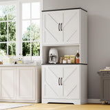 Garvee 69" Kitchen Pantry Storage Cabinet Farmhouse Hutch with 4 Doors 2 Adjustable Shelves White - 