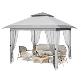 Garvee 12x12 FT Canopy Tent, Pop Up Gazebo With Mosquito Netting, Adjustable Height Outdoor Gazebo With Wheeled Carry Bag for Backyard, Garden, Patio -All-Weather UV/Waterproof Shelter - White