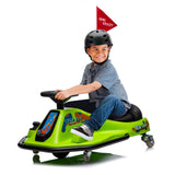 Garvee Ride - P Series: 360 Degrees Rotating Ride On Drift Car,Electric Drifting Go Kart,24V Ride On Race Car,Variable Speed for Kids,Simplified Drift System,Flashing Lights, Flag, Music - Green - Green