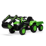 Garvee Ride - P Series: 12V 3 in 1 Ride on Excavator & Tractor with Detachable Trailer, Ride on Car Toy with Remote Control, Digger, LED Lights, Music, Kids Electric Vehicles for Boys Girls, Green - Green