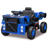 Garvee Ride - P Series: 12V Ride On Construction Vehicle for Kids With Remote Control, Electric Dump Bed,Shovel,Music Player, and Four Wheel Shock Absorption for Kids 3+(Blue) - Blue