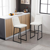 Garvee 2pcs High Bar Stool Chairs With Solid Wood Legs And Back PU Leather Upholstered For Kitchen Island Bar Livingroom Cream One Size - Cream Pu Leather