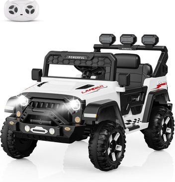 Garvee Ride - P Series: 3-6, Ride on Car with 2.4G Remote Control, 12V Battery Powered Electric Car for kids with 3 Adjustable Speeds, Soft Start, Battery Display, Music (White)