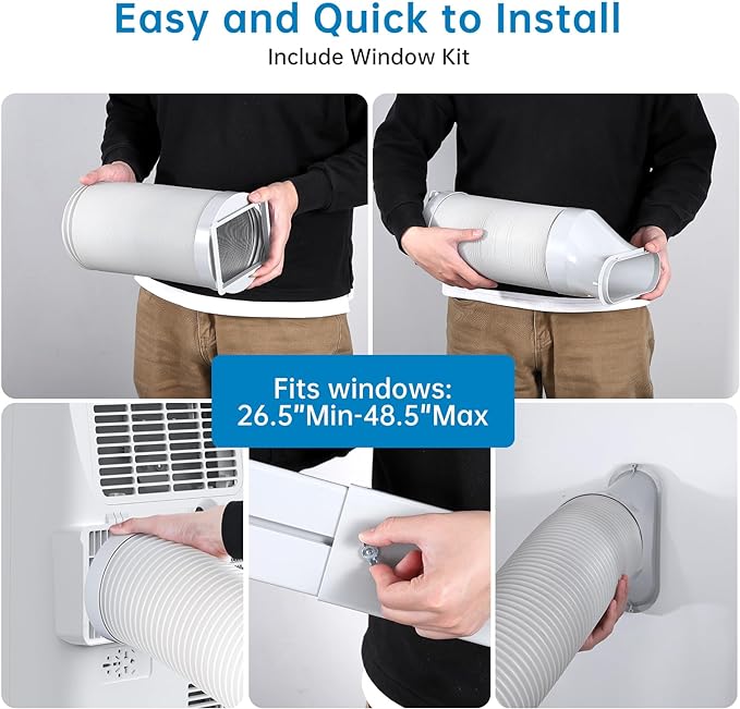 Garvee 15,000 BTU Portable Air Conditioner, Cools up to 800 Sq.ft, Portable AC Built-in Cool with Dehumidifier and Fan Modes, Remote Control and Installation Kits, < 50dB, White
