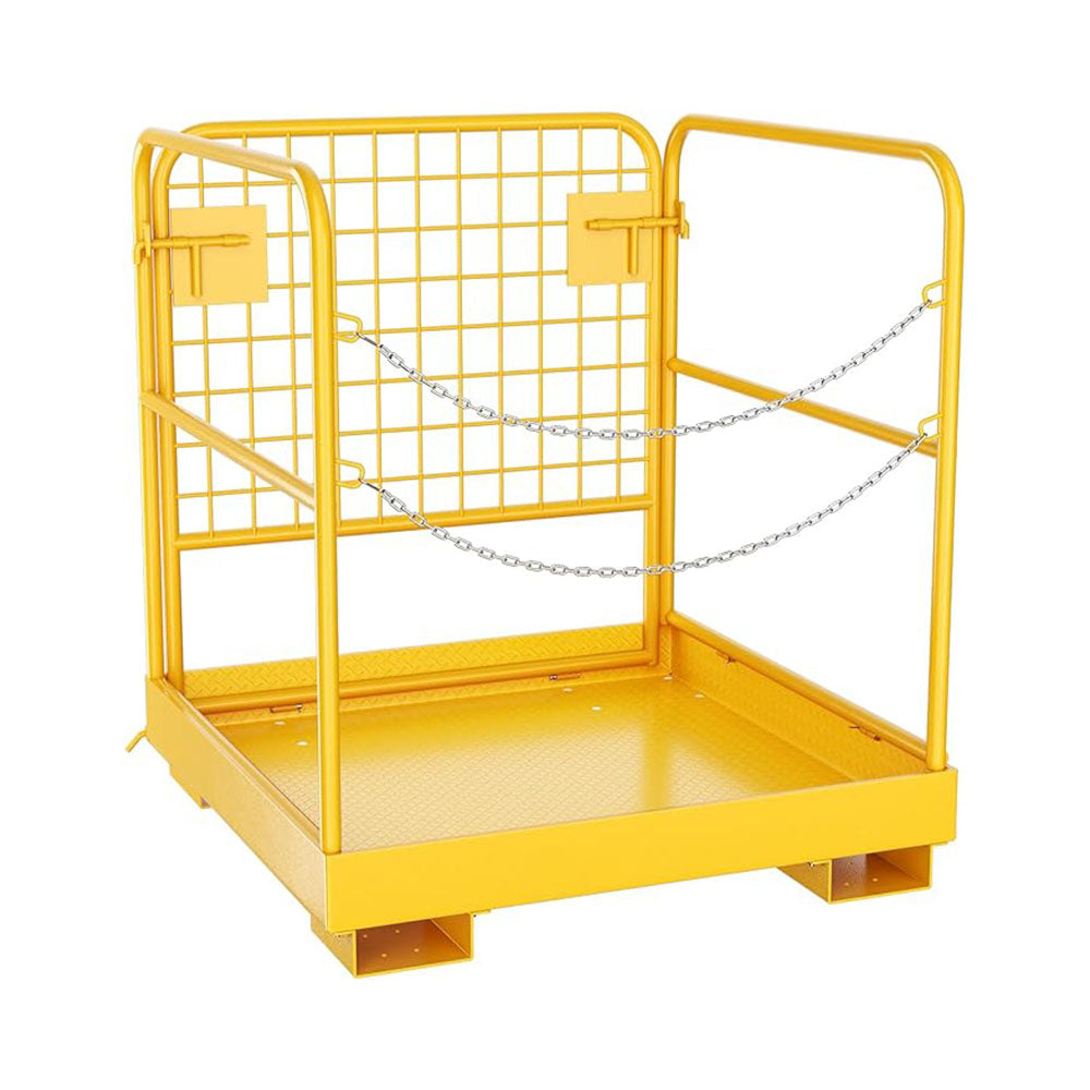 Garvee Forklift Safety Cage, 36"x36" Heavy Duty Forklift Man Basket Foldable Forklift Work Platform with Double Chain Guardrail Perfect for Aerial Work