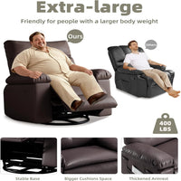 Garvee Oversized Wide Massage Recliner Chair, PU Leather Large Manual Recliner for Adults, Ultimate Comfort Lazy Boy with 1.5X Sponge Filling and Easy Recline Mechanism for Relaxation, Coffee