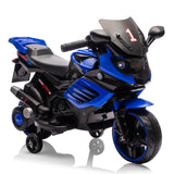 Garvee Kids 6V Ride On Motorcycle Battery Powered Ride On Toys with Training Wheels for Toddlers Blue 30.31" L x 14.96" W x 19.69" H - Blue