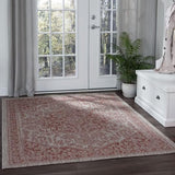 Garvee Area Rug 5'3"x7'3" Boho Oriental Area Rug Ultra-Thin Vintage Area Rug Non-Slip Non Shedding Area Rug Low-Pile Indoor Throw Rug for Bedroom Living Room, Dark Orange - Orange