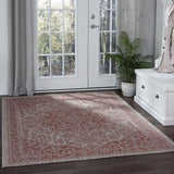 Garvee Ultra-Thin Vintage Area Rug 7'10''x10'3'' Non-Slip Large Rug Retro Distressed Carpet Oriental Medallion Living Room Rug for Laundry Bathroom Bedroom,Dark Orange - Orange