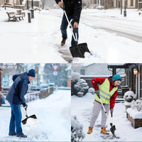 Garvee 17.7"W X 12.6"H Ergonomic Dual D-Ring Snow Shovel – 18" Wide Blade with Aluminum Edge – Lightweight Snow Removal Tool for Driveway, Walkway, Car, Yard – Black Shovel with Silver Rod