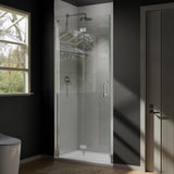 Garvee Frameless Shower Door 34-35" W x 72" H, Modern Bi-Fold Glass Door with 1/4" Clear Tempered Glass, Round Lever Handle, Seal Strip, Adjustable Pivot
