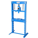 Garvee 12-Ton H-Frame Hydraulic Shop Press - Garage Floor Press with Adjustable Height (3.54" to 24.8"), Stamping Plates, Built-In Relief Valve for Bending, Straightening, Bearings, and U-Joints, Blue - Blue