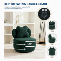 Garvee 360° Swivel Armchair with Storage, Teddy Velvet Accent Chair with Pillow, Ergonomic Design, 300 Lbs Capacity, Easy Assembly, Modern Lounge Chair for Living Room, Bedroom & Office, Green