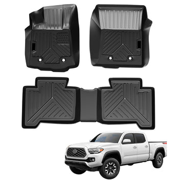 Garvee Custom Fit Floor Mats for Toyota Tacoma Double Cab 2018-2023,3 Pack TPE Floor Liners Compatible with 2018 2019 2020 2021 2022 2023 Toyota Tacoma
