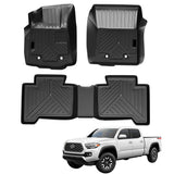 Garvee Custom Fit Floor Mats for Toyota Tacoma Double Cab 2018-2023,3 Pack TPE Floor Liners Compatible with 2018 2019 2020 2021 2022 2023 Toyota Tacoma