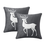 Garvee Set of 2 Throw Pillow Covers,Modern Soft Velvet Sofa Square Cushion Pillowcases for Christmas Home Decor, Elk Patterns, Grey, 18 x 18 Inch - Gray