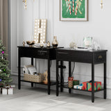 Garvee Charging Station Black Side Table, 2 Pcs - black