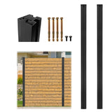 Garvee 2 Pack 6Ft Aluminum Fence Post, 3-Way Adjustable Matte Black Rustproof Privacy Fence Posts for Outdoor Wood Panels - 