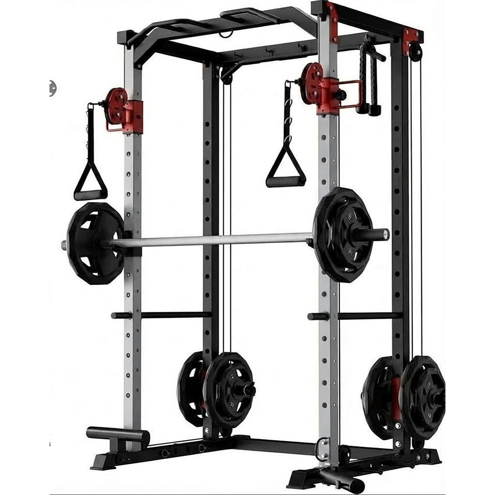 Garvee Power Cage Multi-Functional Power Racks with Dual Pulley Systems for Home Gym 1200 LBS Steel Frame Fitness Squat Rack Black