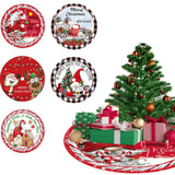 Garvee 120CM Cartoon Christmas Tree Skirt with Snowflake Deer Snowman Pattern for Indoor Outdoor Merry Christmas Holiday Party Decor Snow Forest - Snow Forest