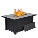 Garvee 52" 2-in-1 Propane Fire Pit Table - 50,000 BTU Outdoor Gas Fire Pit with Waterproof Cover, Tabletop & Separate Storage for Patio - Black