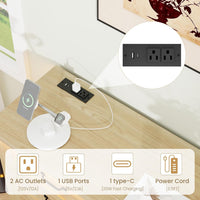 Garvee 6 Drawer Dresser with Power Outlet, Natural Dresser with LED Light, Modern Chest of Drawers for Closet, Double Wide Drawer Organizer Cabinet for Bedroom, Living Room