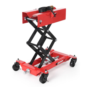 Garvee 450 lbs Low-Profile Transmission Jack, Adjustable Floor Jack with Safety Strap, Heavy-Duty Auto Repair Lifting Jack with 4 Wheels for Garage and Repair Shop, Red