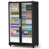 Garvee Commercial Display Refrigerator Merchandiser 27.1 Cu.Ft (760L)Double Anti-Fog Glass Doors, Adjustable Shelves, Precise Temp Control, Energy Efficient – Ideal for Store, Bar, Gym (Black) - Black