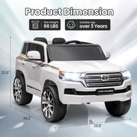 Garvee Ride - P Series: 12V Toyota Land Cruiser Kids' Car: Remote, LED, 3 Speeds, Dual 45W Motors, USB Music, Seat Belt, CPC & ASTM Approved - White