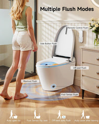 Garvee Elongated One-Piece Smart Toilet in Tankless Design with Bidet, Auto Open/Close, Heated Seat, Instant Warm Water & Dryer and Foot Sensor Operation for Bathroom